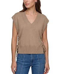 Liverpool Los Angeles Petite V-Neck Dolman Popover Adjustable-Side-Ties Sweater