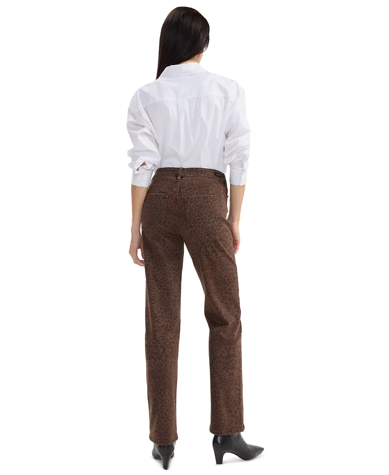 Liverpool Los Angeles Petite Kennedy Straight Leopard Print Straight-Leg Jeans