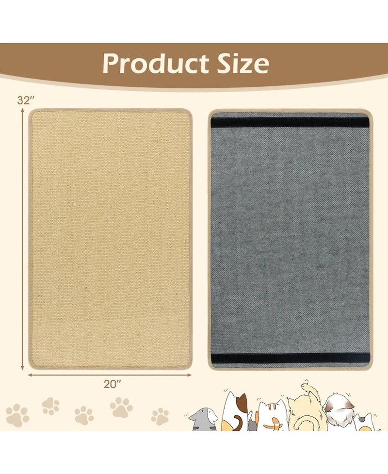 Sugift 4-Piece Cat Scratcher Mat Set 32 x 20 Inch Pads for Cats