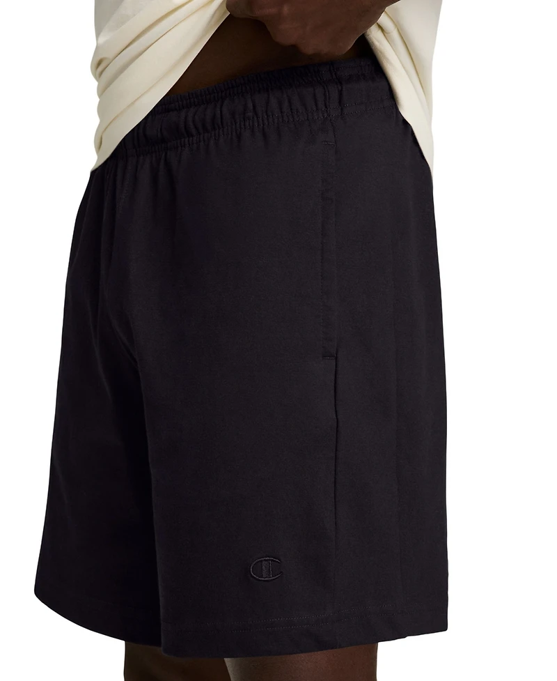 Champion Men's Jersey Embroidered C Logo Shorts, 7" Inseam