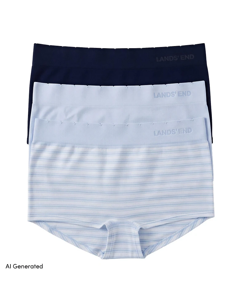 Lands' End Women's Mid Rise Boyshort Soft Fit Seamless 3 Pack Panties