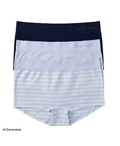 Lands' End Women's Mid Rise Boyshort Soft Fit Seamless 3 Pack Panties