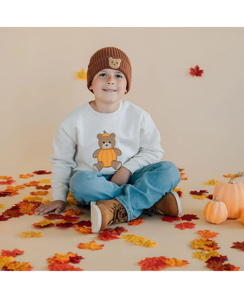 Sweet Wink Big Boys Pumpkin Teddy Bear Patch Sweatshirt