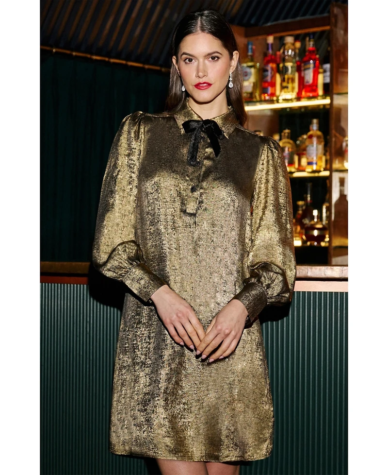 Yumi Women's Luminous Bow-Tie Shirt Dress