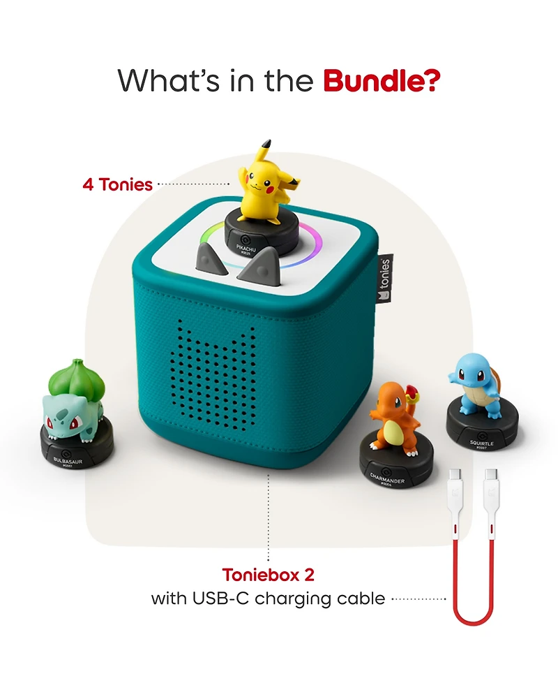 Tonies Toniebox 2 Pokemon Bundle Screen-Free Interactive Audio Storybox 4-Piece, Ages 5+