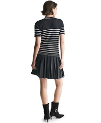Bcbg Women's V-Neck Striped Drop-Waist Mini Dress
