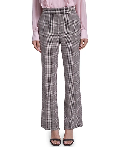 Karl Lagerfeld Paris Petite Plaid Flared Pants