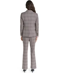 Karl Lagerfeld Paris Petite Woven Plaid Lined Blazer Plaid Flared Pants