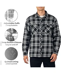 Alpine Swiss Men's Henry Quilted Flannel Shirt Heavyweight Warm Plaid Snap Front Shacket Overshirt