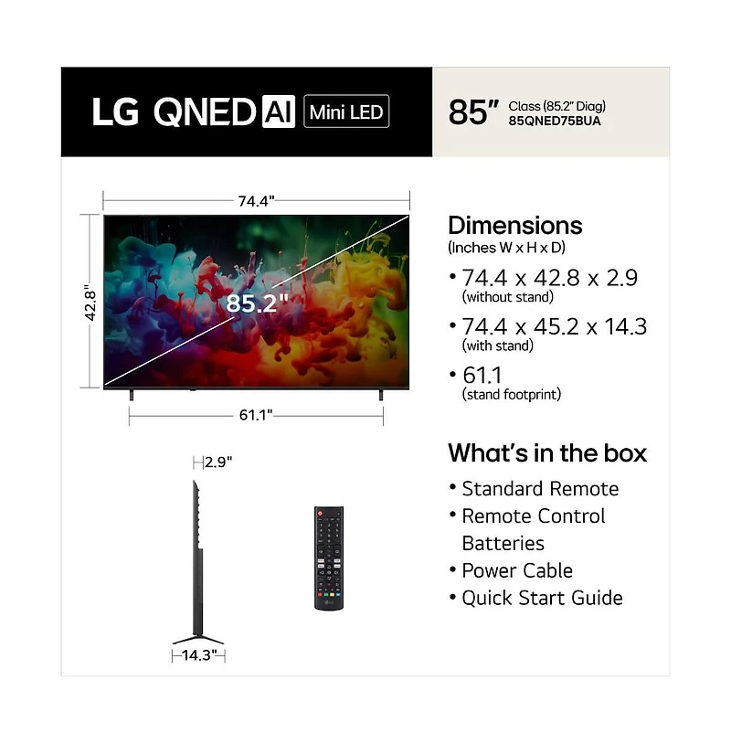 Lg QNED75B Series 4K Mini Led Smart webOS Tv - QNED75BUA