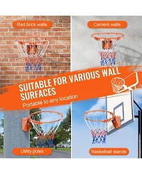Sugift Wall Door Mounted Heavy Duty Basketball Flex Rim Goal Replacement Hoop With Net Indoor Outdoor