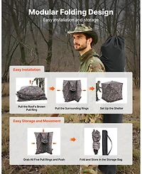 Sugift 4-5 Person See Through Ground Blind Portable 360 Degree Concealed Shelter with Carrying Bag