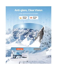 Sugift Frameless Otg Anti-Fog Snow Goggles With Spherical Lens Tpu Frame For Men Women Youth