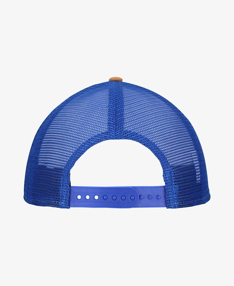 New Era Men's Brown/Royal Buffalo Bills Team Patch Split Panel 9SEVENTY Adjustable Trucker Hat
