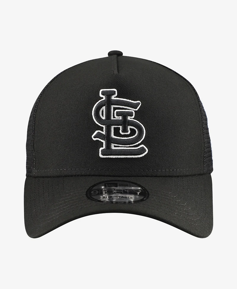 New Era Men's St. Louis Cardinals Side Script 9FORTY A-Frame Trucker Adjustable Hat
