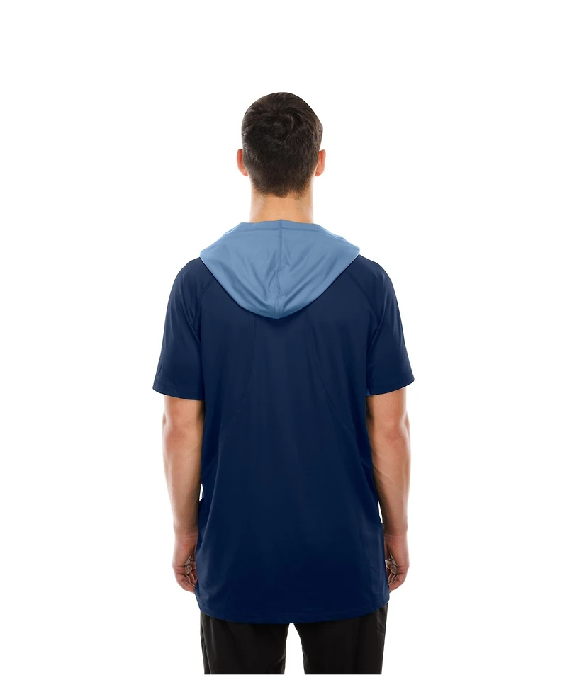 New Era Men's Navy Tennessee Titans Combine Authentic Hooded Raglan Short-Sleeve T-Shirt