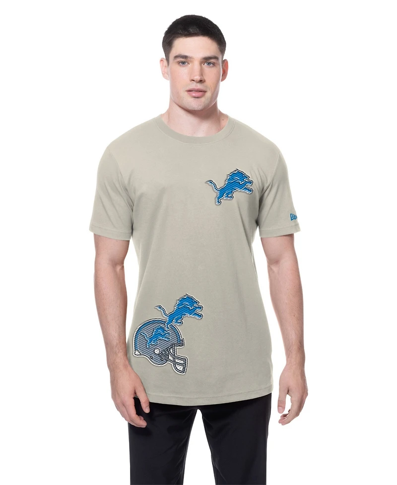 New Era Men's Light Beige Detroit Lions Multi Patch T-Shirt
