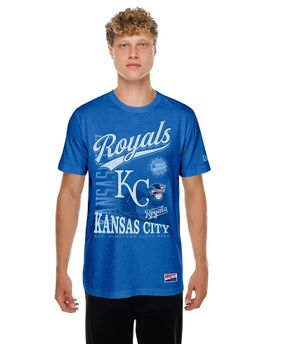 New Era Men's Royal Kansas City Royals Oversized Throwback Distressed T-Shirt