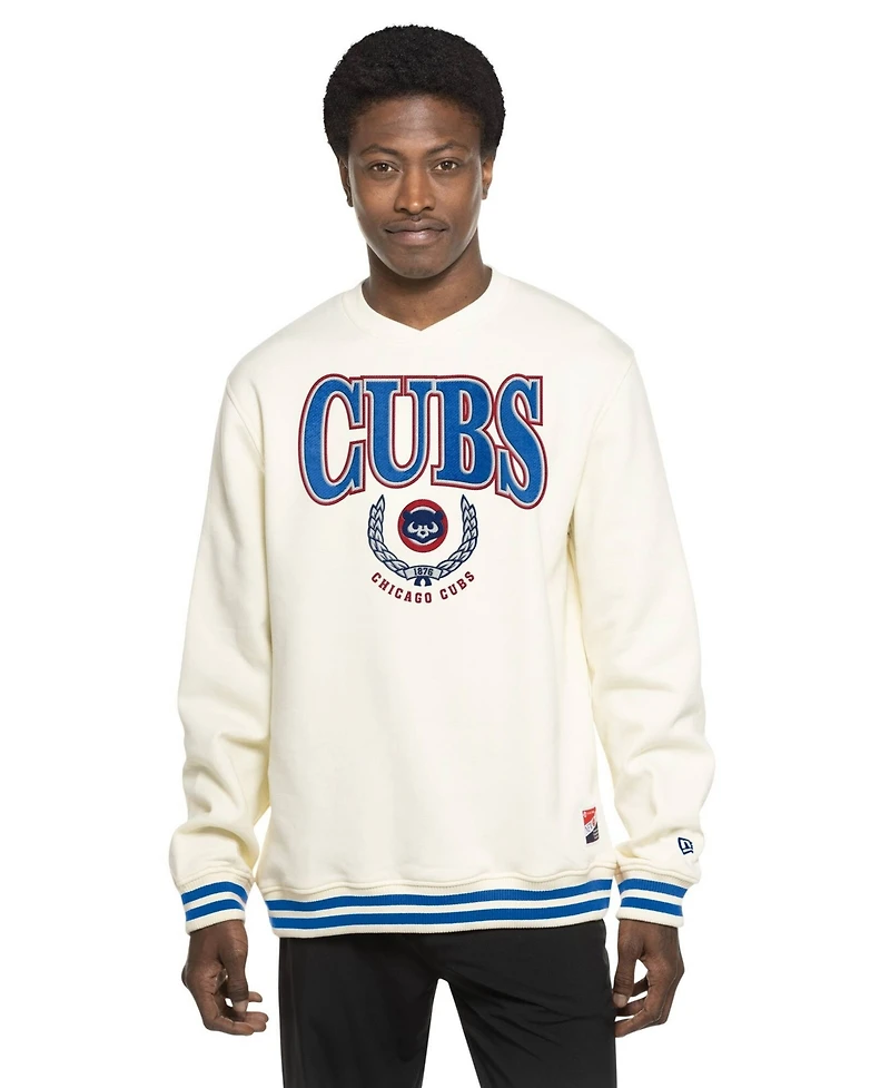 New Era Men's White Chicago Cubs Throwback Sweatshirt