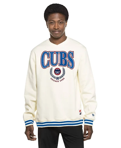 New Era Men's White Chicago Cubs Throwback Sweatshirt