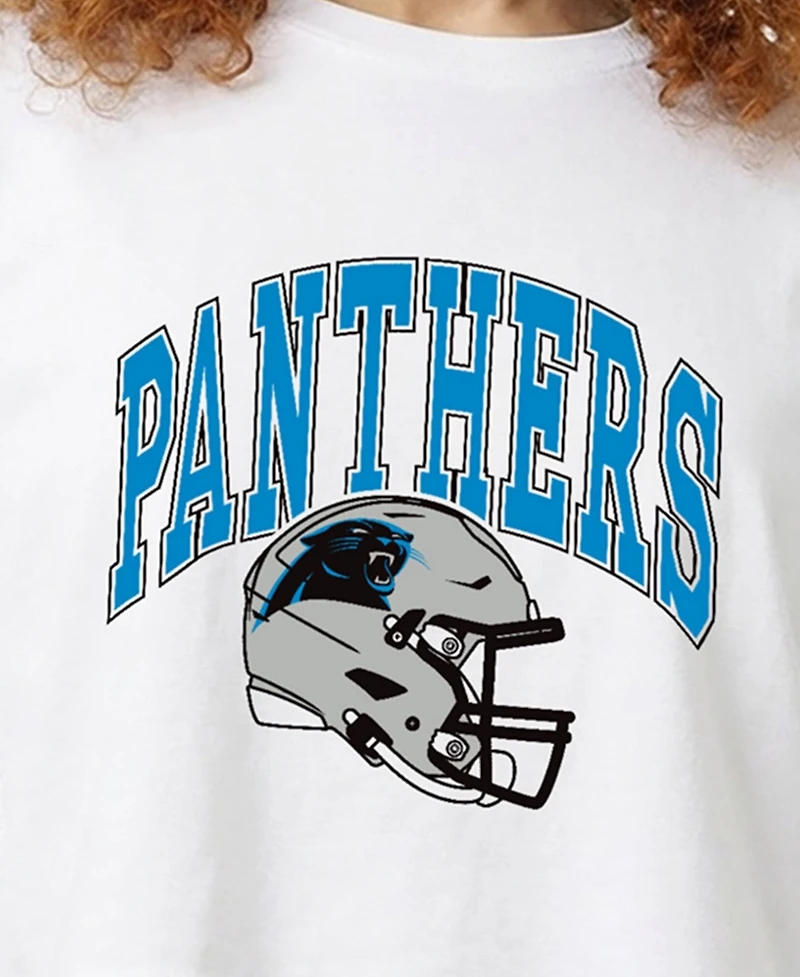 Champion Women's Carolina Panthers Oversized Boyfriend Cropped T-Shirt