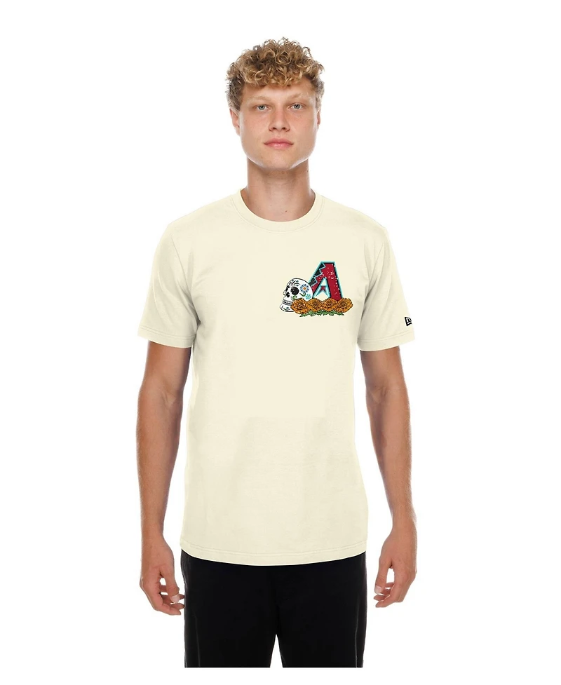 New Era Men's Natural Arizona Diamondbacks Dia de los Muertos Sugar Skull T-Shirt