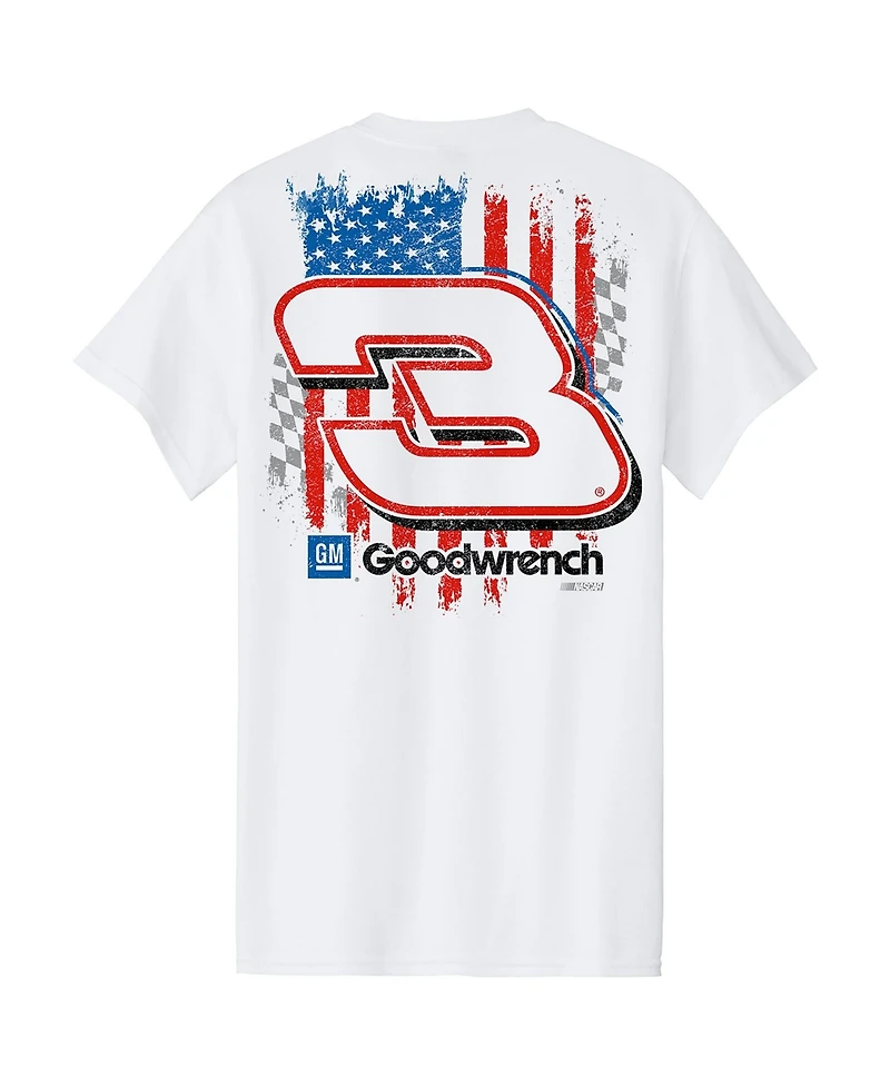 Richard Childress Racing Team Collection Men's White 3 Gm Good wrench Patriotic Car Throwback T-Shirt