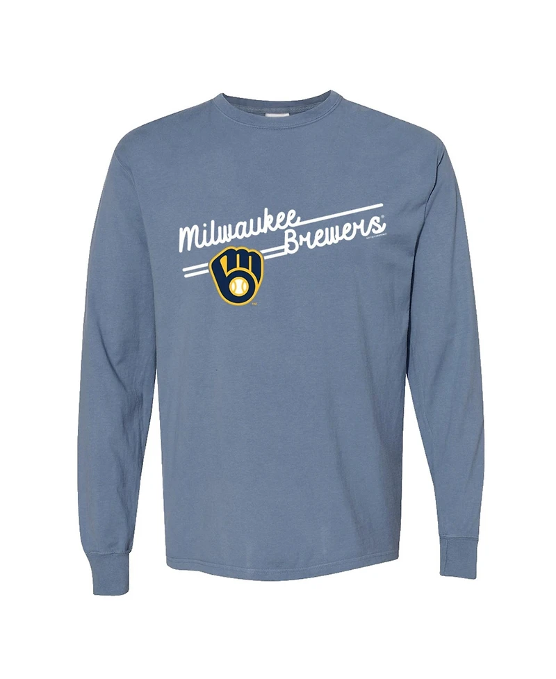 Soft As A Grape Women's Milwaukee Brewers Pigment Dye Long-Sleeve T-Shirt