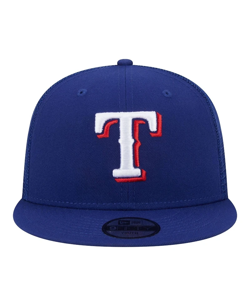 New Era Big Boys and Girls Royal Texas Rangers 9FIFTY Trucker Snapback Hat