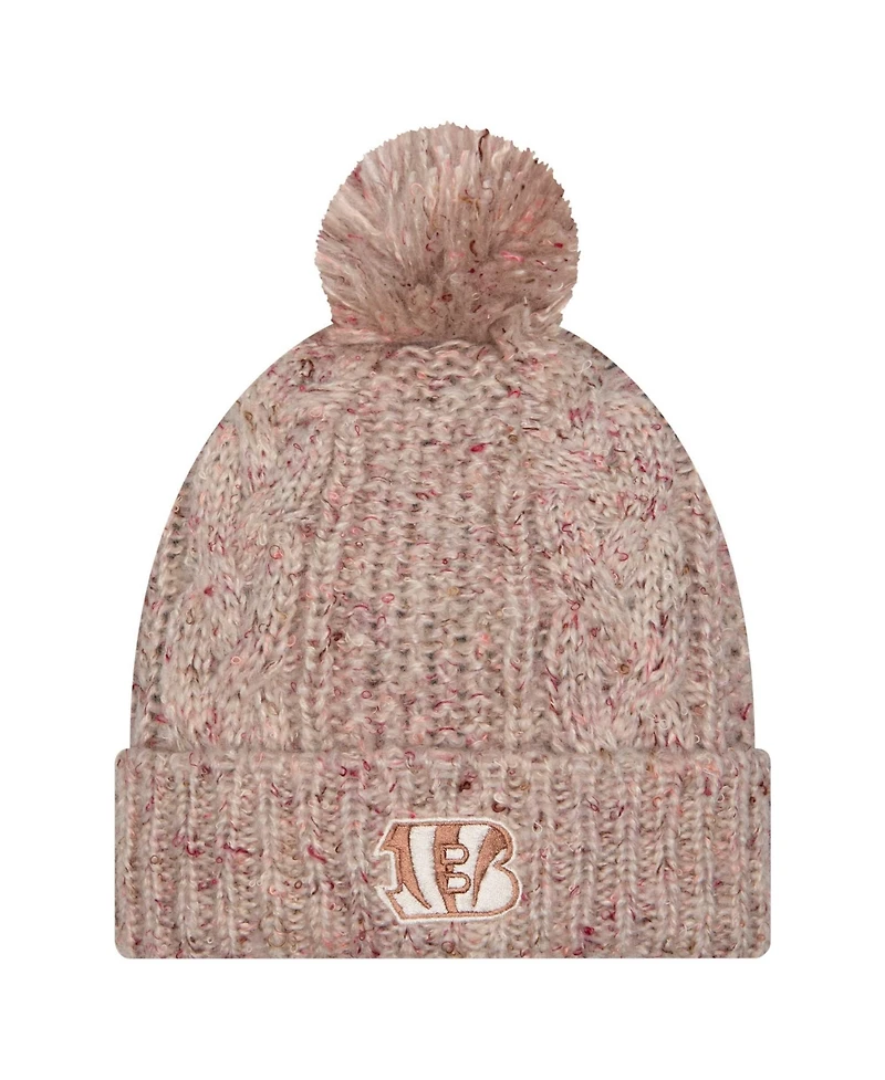 New Era Women's Stone Cincinnati Bengals Trendy Tone Cuffed Pom with Knit Hat