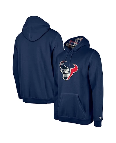 New Era Men's Navy Houston Texans 3rd Down Plaid Pullover Hoodie