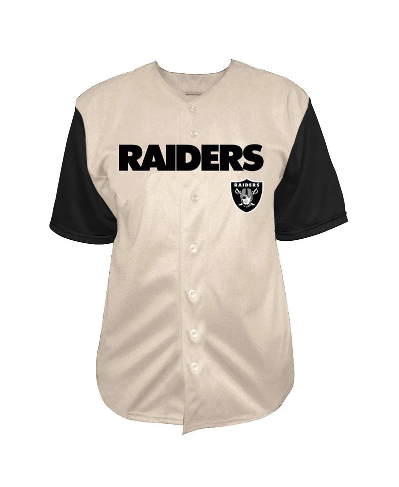 Fanatics Men's Maxx Crosby Cream Las Vegas Raiders Big Tall Baseball Button-Up Shirt