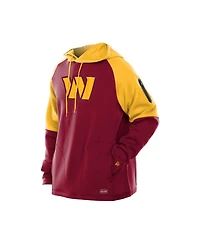 New Era Men's Burgundy Washington Commanders Combine Authentic Color Block Raglan Pullover Hoodie