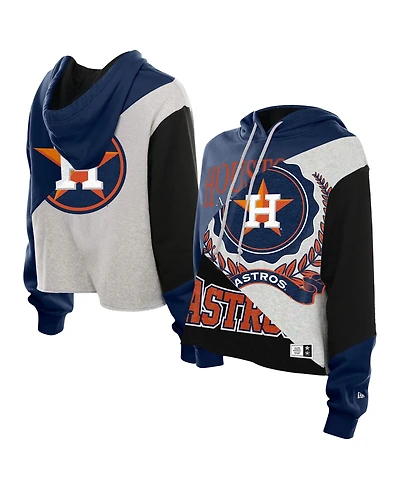 New Era Women's Houston Astros Color Block Cropped Boxy Hoodie