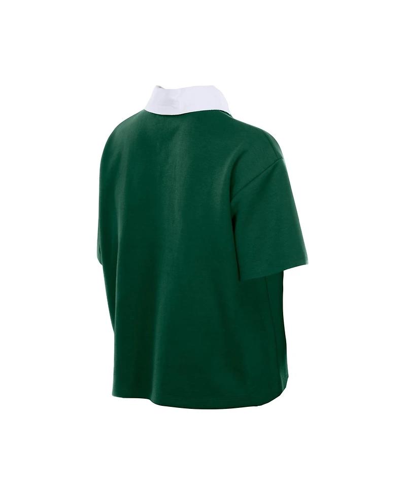 New Era Women's Green Bay Packers Cropped Boxy Polo