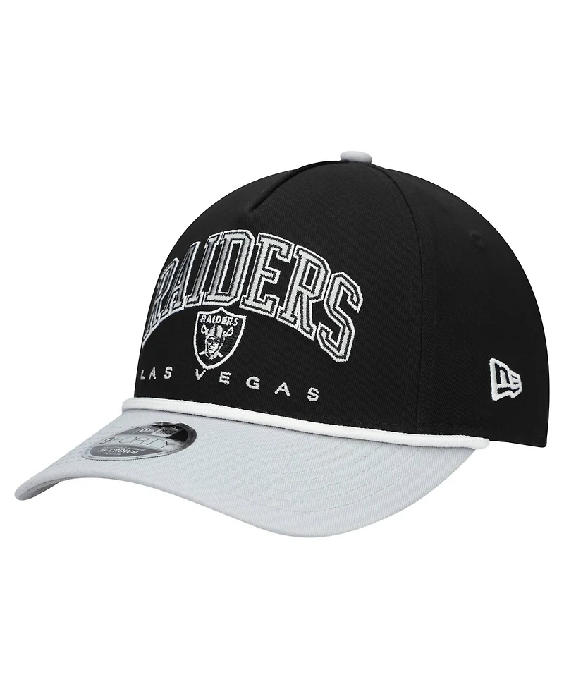 New Era Big Boys and Girls Black/Silver Las Vegas Raiders Arch Coolera 9FORTY A-Frame Adjustable Hat