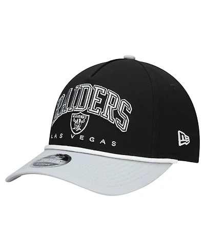 New Era Big Boys and Girls Black/Silver Las Vegas Raiders Arch Coolera 9FORTY A-Frame Adjustable Hat