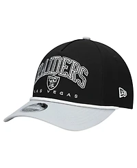 New Era Big Boys and Girls Black/Silver Las Vegas Raiders Arch Coolera 9FORTY A-Frame Adjustable Hat
