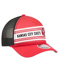 New Era Men's Red Kansas City Chiefs Linear A-Frame 9FORTY Adjustable Hat