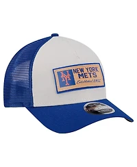 New Era Men's Stone/Royal New York Mets Text A-Frame Trucker 9FORTY Hat