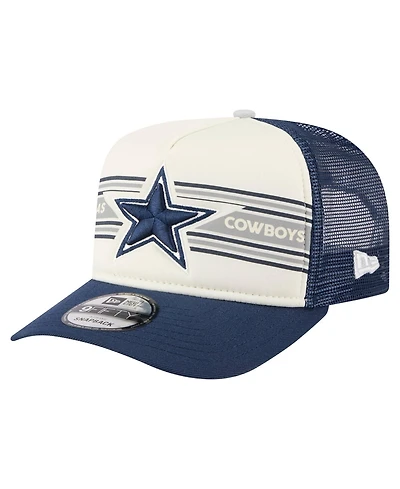 New Era Big Boys and Girls Cream/Navy Dallas Cowboys Banner A-Frame 9FIFTY Trucker Snapback Hat