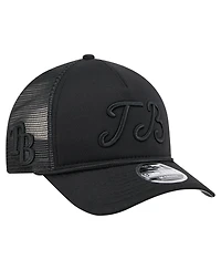 New Era Men's Black Tampa Bay Rays City Initial 9FORTY A-Frame M-Crown Adjustable Trucker Hat
