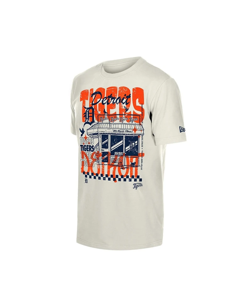 New Era Men's Cream Detroit Tigers Injection Lifestyle Foodie Fashion T-Shirt