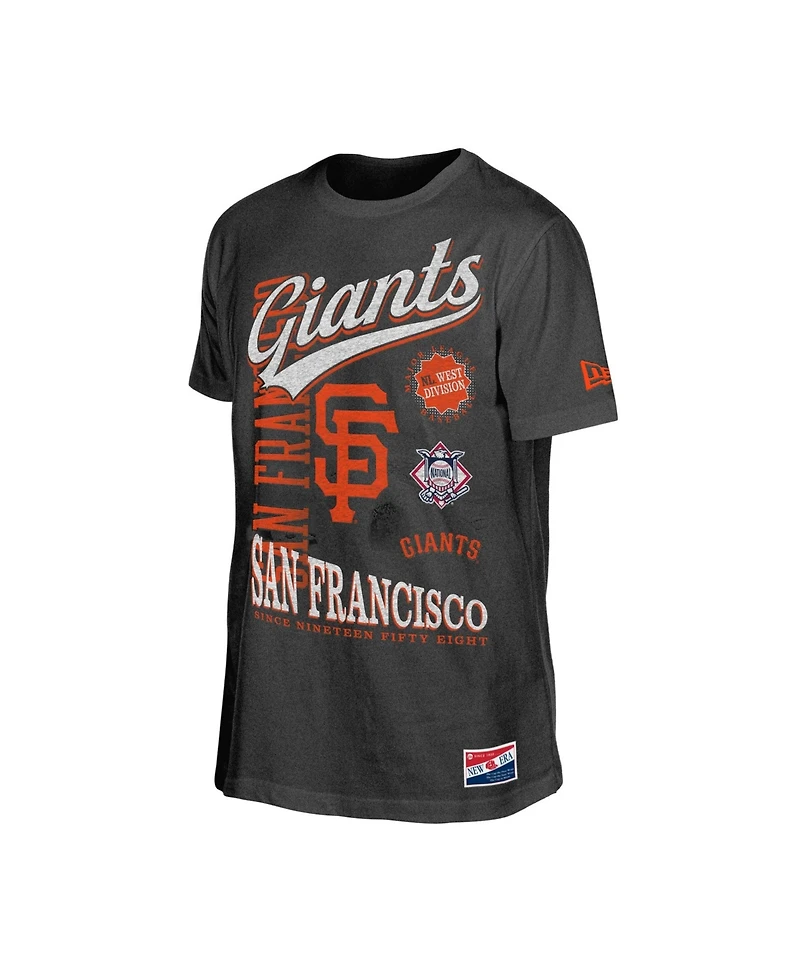 New Era Men's Black San Francisco Giants Oversized Throwback Distressed T-Shirt