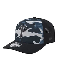 New Era Men's Black Philadelphia Phillies Tonal Camo 9SEVENTY Stretch-Snap Hat