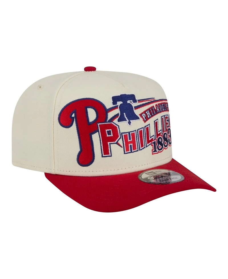 New Era Men's Cream/Red Philadelphia Phillies Classic A-Frame 9FIFTY Snapback Hat