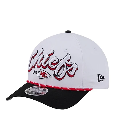 New Era Men's White Kansas City Chiefs Team Loyal A-Frame 9FORTY Adjustable Hat