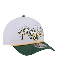 New Era Men's White Green Bay Packers Team Loyal A-Frame 9FORTY Adjustable Hat