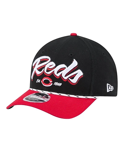 New Era Men's Black/Red Cincinnati Reds Team Loyal 9FORTY M-Crown Adjustable Hat