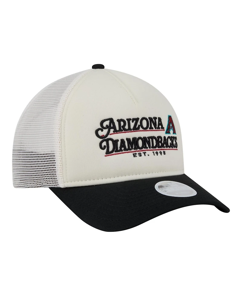 New Era Women's Light Beige/Black Arizona Diamondbacks Retro 9FORTY M-Crown A-Frame Trucker Adjustable Hat